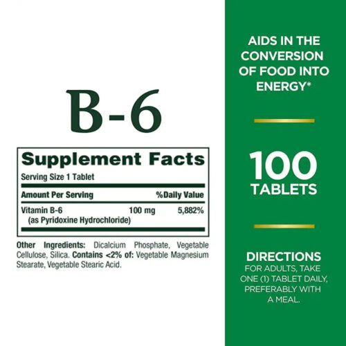 Vitamina B6 100mg Nature's Bounty | 100 Tabletas - Image 2