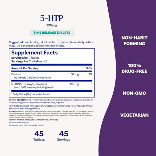 5-htp 100mg Natrol | 45 Tabletas - Image 2