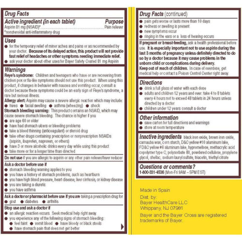 Aspirina Baja Dósis 81mg Bayer | 400 Tabletas - Image 2