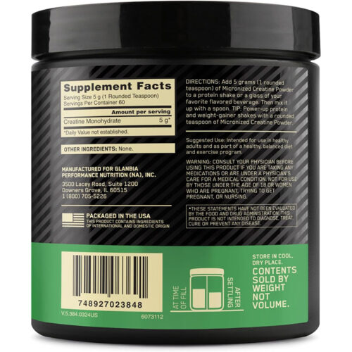 Creatina Monohidratada 5gr Optimun Nutrition | 300gr Polvo - Image 2
