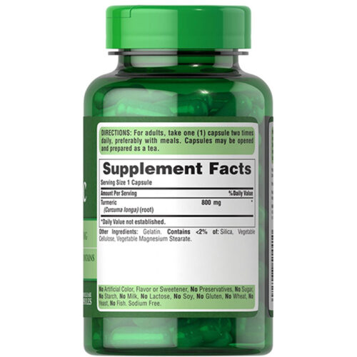 Cúrcuma Turmeric 800mg Puritan's Pride | 100 Cápsulas - Image 2