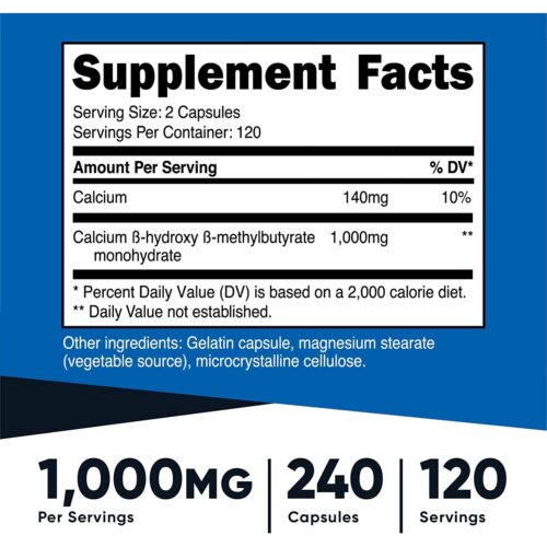 HMB 1000 Nutricost | 240 Capsulas - Image 2