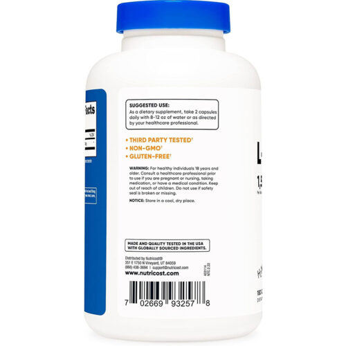 L-Citrulline 1500mg Nutricost | 180 Cápsulas - Image 3