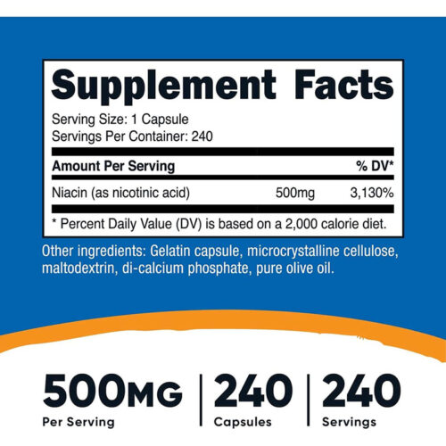 Niacina B3 500mg Nutricost | 240 Cápsulas - Image 2