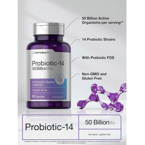 Probiótico 50 Billones 14 Cepas Con Prebiotico Horbaach | 60 Cápsulas - Image 4