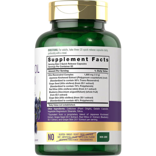 Resveratrol 1800mg Carlyle | 180 Cápsulas - Image 2