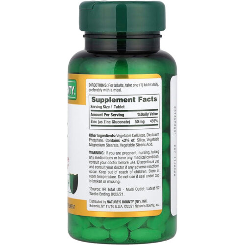 Zinc 50mg Nature's Bounty | 100 Pastillas - Image 2