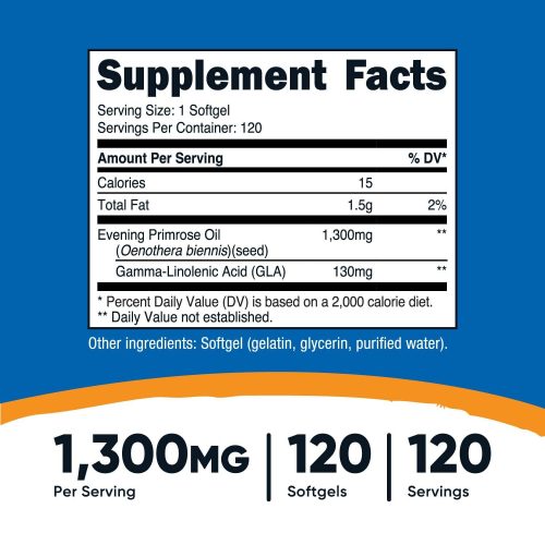 Aceite de Onagra Nutricost 1300mg | 120 Cápsulas - Image 2