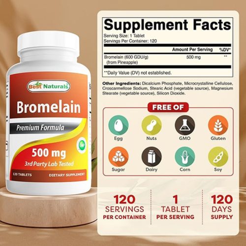 Bromelaína 500mg Best Naturals | 120 Tabletas - Image 4