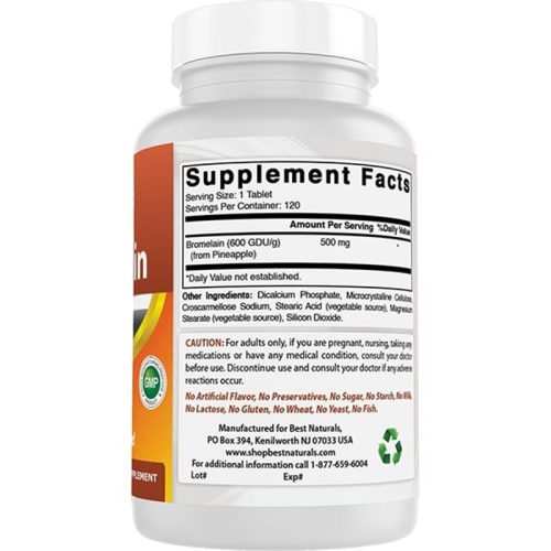 Bromelaína 500mg Best Naturals | 120 Tabletas - Image 2