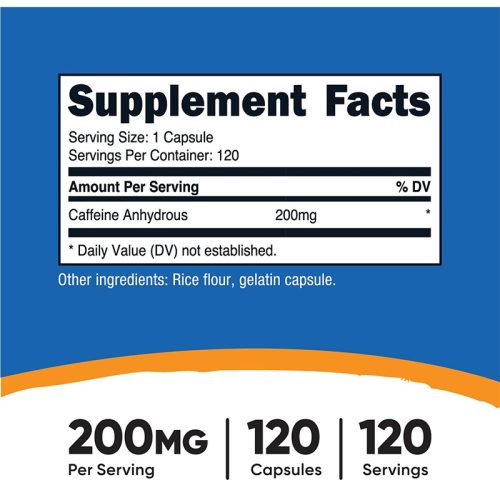 Cafeína 200mg Nutricost | 120 Cápsulas - Image 2