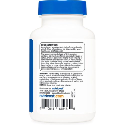 Cafeína 200mg Nutricost | 120 Cápsulas - Image 4