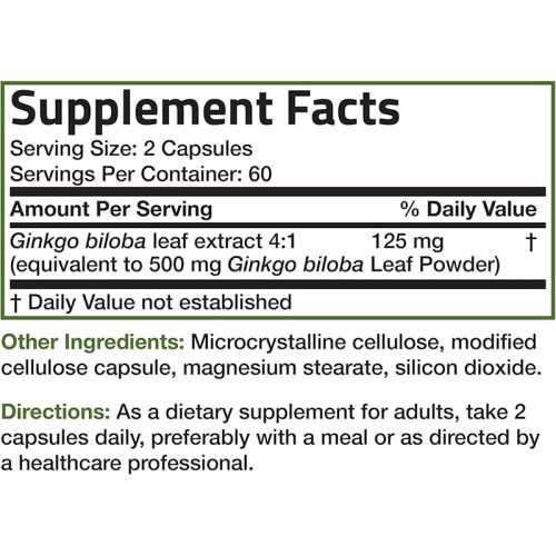 Ginkgo Biloba 500mg Bronson | 120 Caápsulas - Image 2