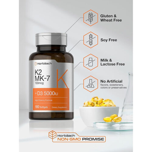 Vitamina K-2 MK7 con D3 Horbaach | 180 Cápsulas - Image 3