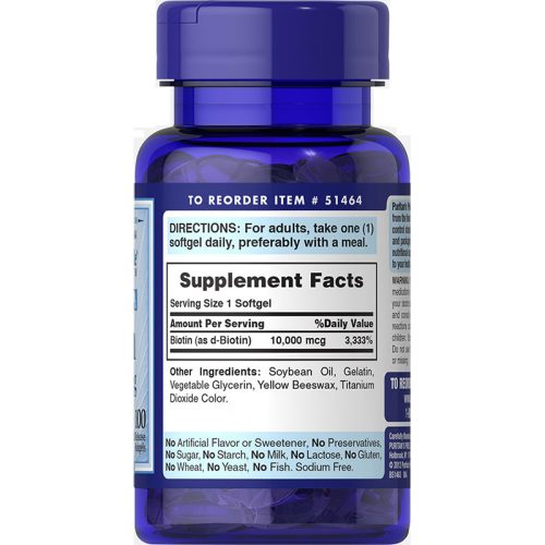 Biotin 10.000mcg Puritans Pride  | 100 Cápsulas - Image 2