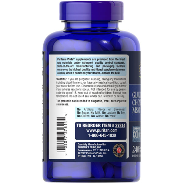 Glucosamina Condroitina Msm Puritan's Pride | 240 Tabletas