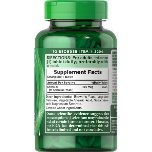 Selenio 200mcg Puritan's Pride | 250 Tabletas - Image 2