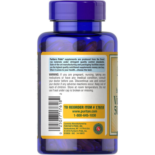 Vitamina D3 2000iu 50mcg Puritan's Pride | 200 Cápsulas