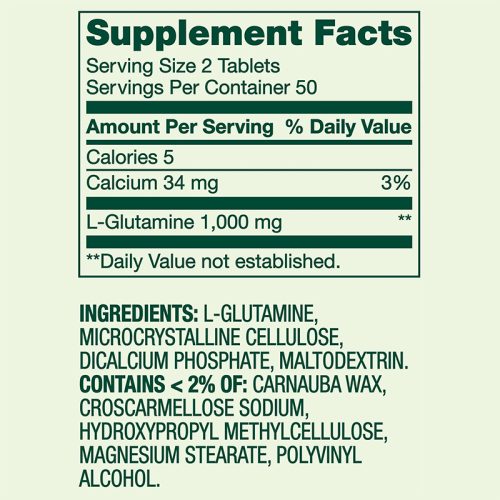 L-Glutamina 500mg Spring Valley |100 Tabletas - Image 2