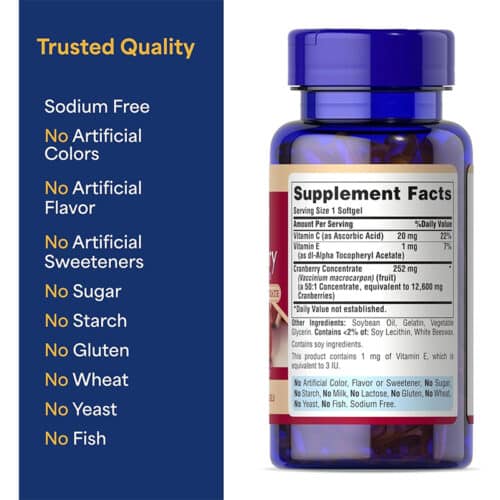 Cranberry 252mg Puritan's Pride | 100 Capsulas Pequeñas - Image 2