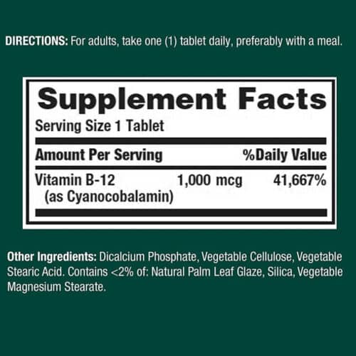 Vitamina B12 1000mcg Nature's Bounty | 100 Tabletas - Image 2