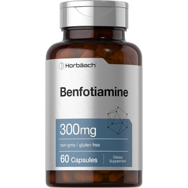 BENFOTIAMINA B1 300MG 60 CAPSULAS HORBAACH 01 Benfotiamina 300mg vitamina B1 Horbaach frasco de 60 cápsulas