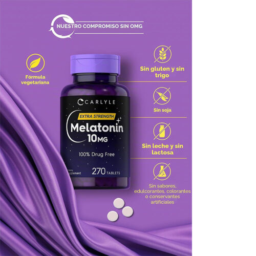 Melatonina 10mg con L-Teanina Carlyle | 270 Tabletas - Image 4